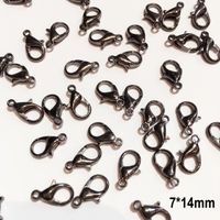 Lot  de 50  Fermoirs  mousqueton  métal  platine qualité pour création de collier et bracelet  taille au choix - 7*14mm