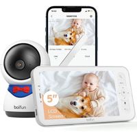 BOIFUN 1080P 5" Babyphone Caméra, PTZ 350°Camera Bebe Surveillance des Mouvements & Détection du Son, Baby Phone avec Smartphone