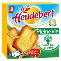 LOT DE 5 - HEUDEBERT - Biscottes  sans sel Pleine Vie - boîte de 34 tranches - 300 g