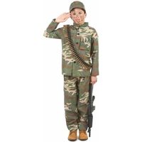 Déguisement soldat garçon - S 4-6 ans (110-120 cm) - Vert - Polyester