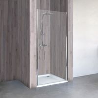 Porte de douche pivotante 75 x 190 cm, verre transparent, paroi de douche en niche, profilé aspect chromé, Schulte