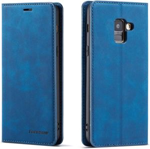 COQUE - BUMPER Coque pour Samsung Galaxy A8 2018, Etui Protection Housse Premium en Cuir Livre Cover Antichoc Magnétique Portefeuille Bleu