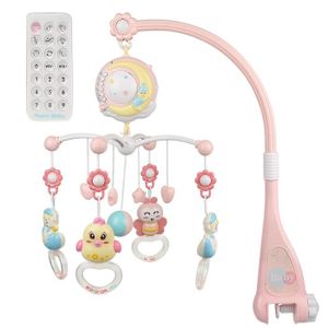 MOBILE Cloche de lit mobile pour berceau avec projecteur de boîte à musique jouets éducatifs pour bébé 23.5*59cm-rose
