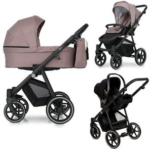 POUSSETTE  EQ Trio - Poussette urbaine 3en1 - Landau, poussette, siège auto Groupe 0+ - De 0-15Kg - Rose