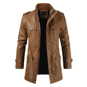 Veste longue simili cuir homme clearance