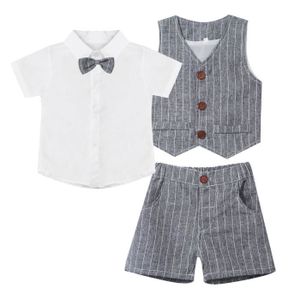 Pantalon 9 Mois-4 Ans Gilet Jowowha Bébé Enfant Tout-Petit Garçon Gentilhomme Costume de Soirée Mariage Cérémonie Fête Ensemble 3 Pieces Chemisier avec Noeud Papillon