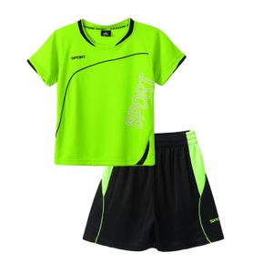 ENSEMBLE DE SPORT Ensemble de Sport Garcon Vetement Football T-Shirt et Short Survêtement 7-14 Ans Vert Fluo Respirant