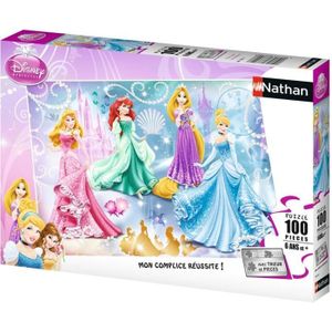 PUZZLE Puzzle 100 pièces - Princesses étincelantes - Disney Princesses - Trieurs de pièces - Nathan