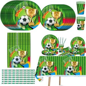 Deco Anniversaire Foot , RosyFate Decoration Anniversaire Thème Football,  Kit de Décoration de Football de Fête, avec Ballon Guirlande Gâteau Toppers