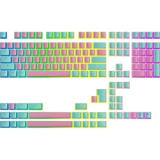 Catekro Set 144 Keycaps Chaton Bleu MOA PBT - Claviers Mécaniques 61 à 108 Touches