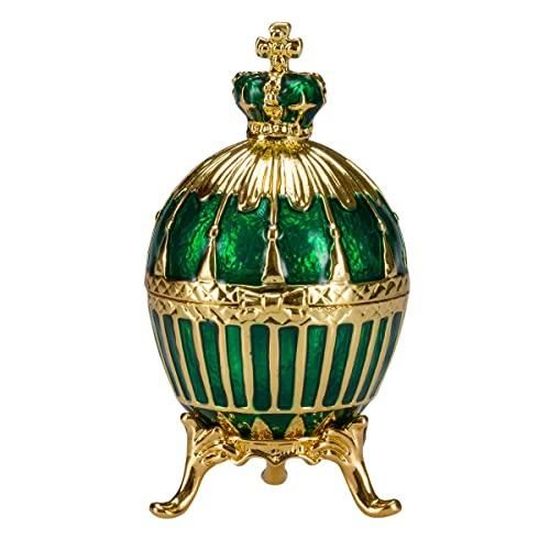 Uovo Portagioie In Stile Fabergé Con Leoni E Corona - Blu, 7,5 Cm - Foto 3