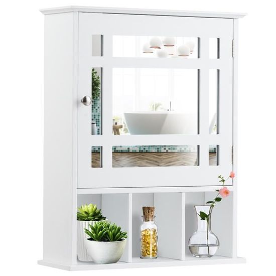 GIANTEX Armoire Murale de Toilettes, Armoire Miroir Salle de Bain,1
