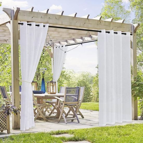 Rideaux Occultants Extérieur à Rayures - Imperméable Et Anti-UV - Pour Pergola, Terrasse, Tonnelle