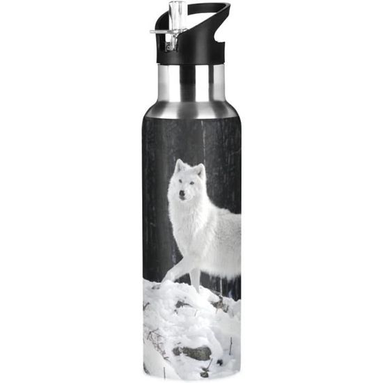 Gourde Isotherme 63 Parcs Nationaux - 946 Ml Acier Inox, Impression 3D, Avec Paille Et Autocollants - Blanc