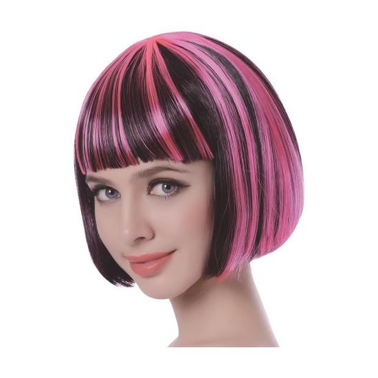 Perruque noir et rose Outlet