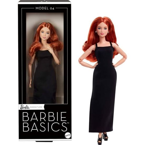 Barbie Essentiels Modèle 03 - Poupée Cheveux Roux Robe Noire