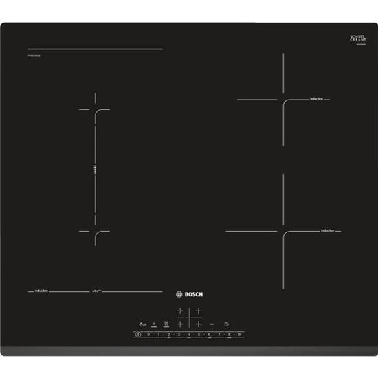 INDUCTION-4 zones dt CombiZone 2x 3,7 kW-PerfectFry-4 timers-TouchSelect-Biseau avt-Noir
