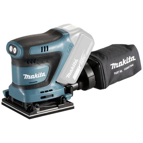 Ponceuse Vibrante Sans Fil MAKITA DBO480RTJ 18V - Format 1/4 Feuille (112x102 Mm) - Coffret Avec 2 Batteries 5,0Ah - Vitesse Variable 22000-28000 Cps/min - 2