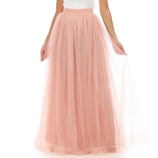 Jupe longue rose en tulle