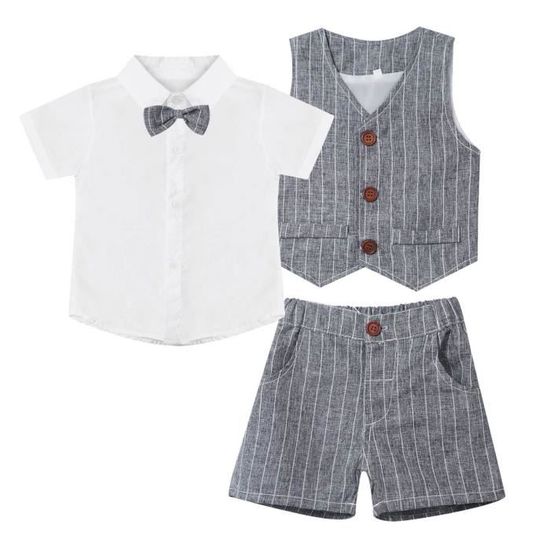 Costume Gentleman Enfant Costume 4 Pièces Pour Garçon - Élégant Pour Baptême Et Mariage Costume 4 Pieces Gilet Chemise Pantalon Noeud Papillon