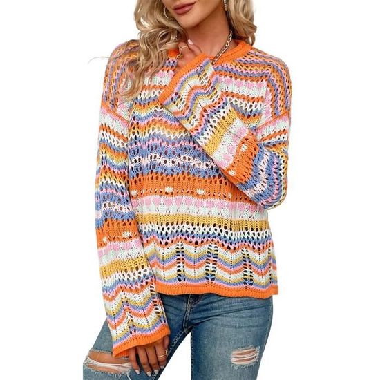 Chandail à Col Rond Et à Manches Longues Pour Femmes, Chandail