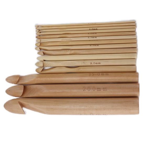 Lot De 12 Crochets Tunisiens En Bambou - Tailles 3.0 à 10.0 Mm, Longueur 25 Cm - Parfait Pour Le Tricot Tunisien - 6