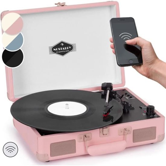 Platine Vinyle Bluetooth Auna – Tourne-disque USB Avec Haut-parleur, 3 Vitesses (33/45 Tours), Style Vintage Et Housse Anti-poussière
