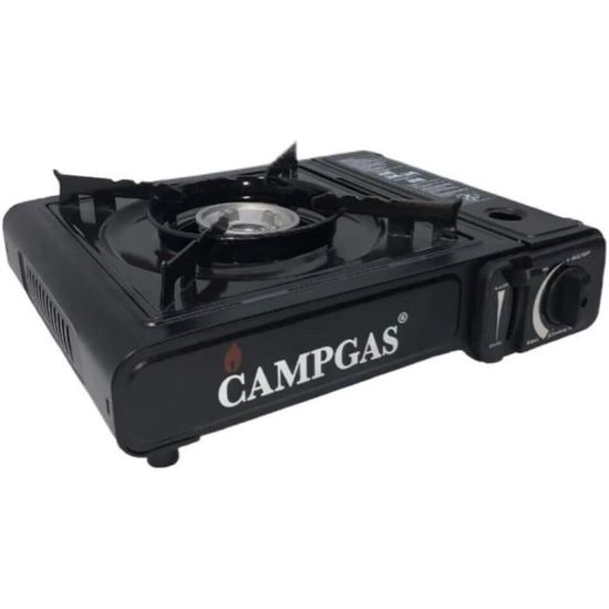 INTEC Réchaud Gaz Portable 1 Feu 2,2 KW + 4 Cartouches Butane Incluses - Allumage Piezo - Idéal Camping, Randonnée, Vanlife