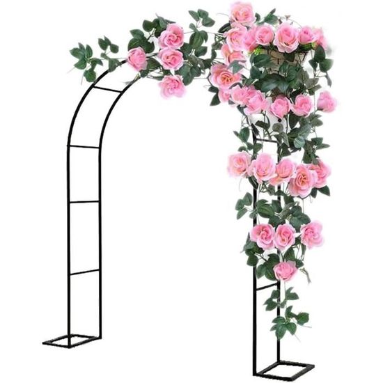 Arche à Rosiers SEVSO – 2,4 X 2,2 M – Métal Galvanisé Noir – Robuste, Treillis Latéral – Pour Jardin, Mariage, Plantes Grimpantes