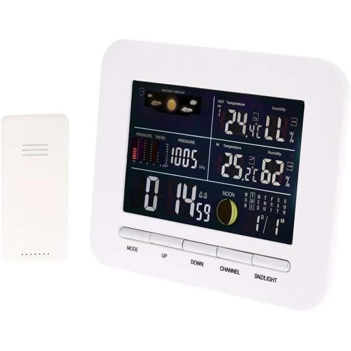 Station Météo Sans Fil LEVIPE - Thermomètre Hygromètre Baromètre Intérieur/Extérieur, Écran Rétroéclairé, Alarme, Horloge Numérique