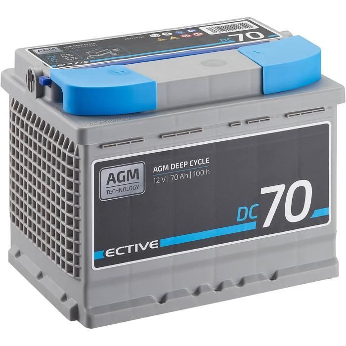 ECTIVE 12V 70Ah AGM batterie decharge lente Deep Cycle DC 70 marine, moteur electrique bateau, camping car