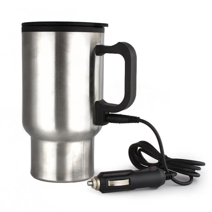 Tea eau café chauffe - DC 12 V en acier inoxydable 450 ml voiture tasse chauffée Thermos tasse voyage