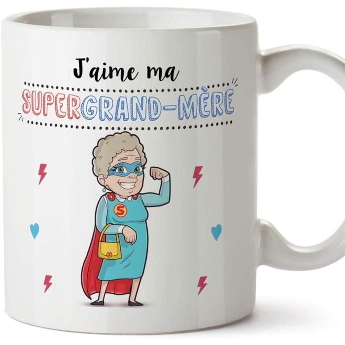 Mamie Mug Tasse - J'aime ma Super Grand-Mère – Tasse Originale Cadeau Anniversaire Fête des Mères Future Mamie. Céramique 350 ML