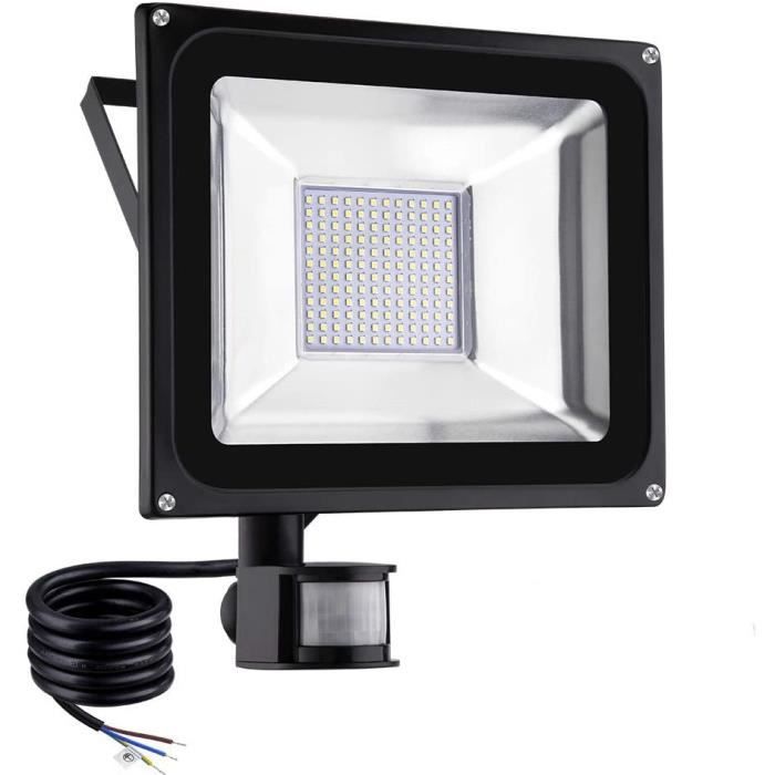 Projecteur 100W Exterieur détecteur de Mouvement Etanche IP65 10000LM 3000K lumière chaude Spot à LED Extérieur Lampe de sécurité po