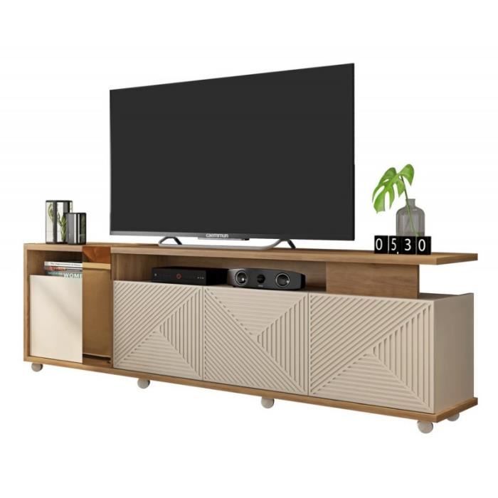 Meuble TV 75 Pouces Maxi Chêne et Ecru - Caemmum - Meubles d appoint - SEJOUR