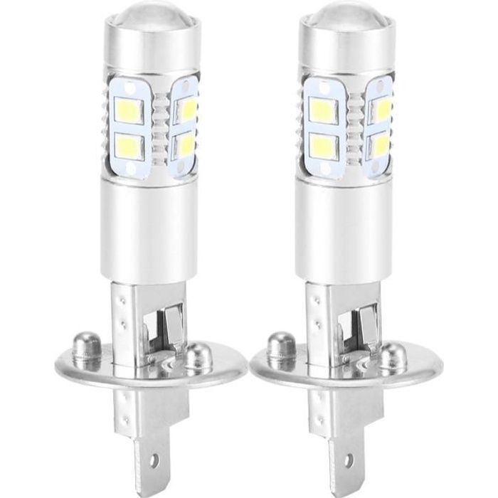 MEIHE Ampoules de phare, 2x H1 6000K super blanc 100W Kit d'ampoules de phare à LED Feux de croisement