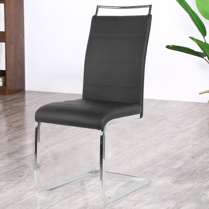 HEREUBUY LOT DE 4 CHAISE MIA NOIRES POUR SALLE À MANGER - L 44 x P 46 cm