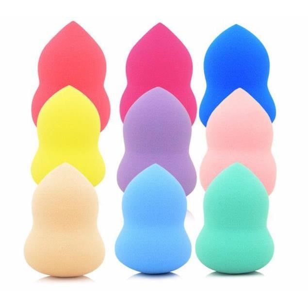 wo-169#9pcs Beauty Pro Maquillage Flawless Blender Foundation Puff multi forme Éponges Nouveau Multicolore w