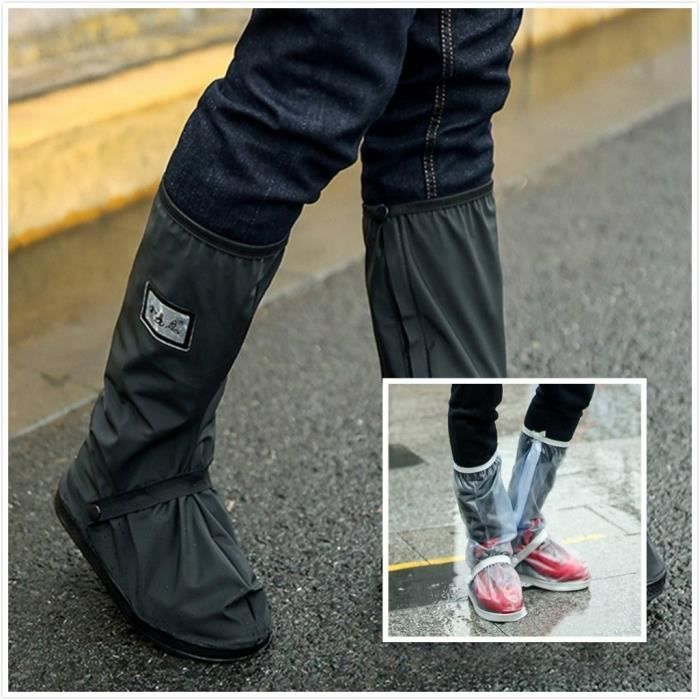1 paire de couvre-chaussures de pluie anti-pluie imperméable à l'eau imperméable à la pluie de talon plat couvre: S, M, L, XL