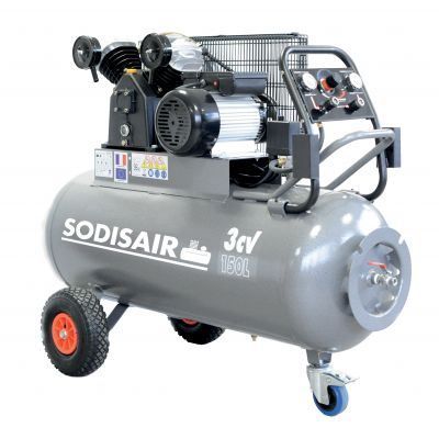 Compresseur à courroie sur roues 150L 400V Sodisai
