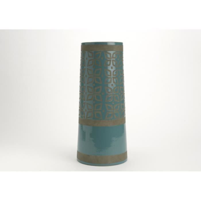 VASE MOTIF BLEU H40