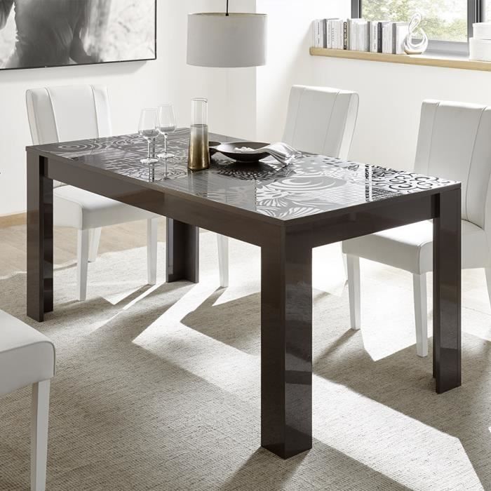 Table avec rallonge 180 cm gris laqué design NERINA 2 L 230 x P 90 x H 79 cm Gris
