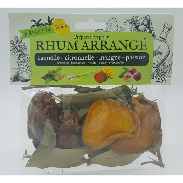 Préparation pour Rhum Arrangé CANNELLE CITRONNELLE MANGUE FRUIT DE LA PASSION