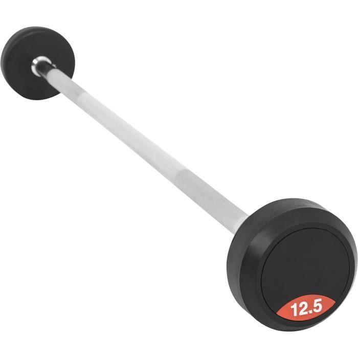 Haltère long monobloc en caoutchouc de 12,5 KG