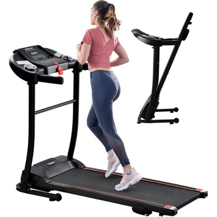 Merax Tapis de Course pliable Electrique motorisé 12 Programmes, 12 km/h, connexion audio AUX/USB/Bluetooth, Grand surface de course