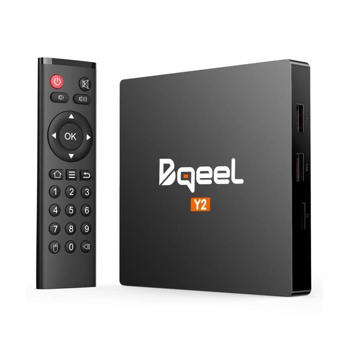 Bqeel Android TV Box 【2GB+16GB】 TV Box Android 7.1 Boîtier Multimédia Y2 H.265 HD Vidéo Quad-Core 64bit Wi-FI 2.4G 802.11 b-g-n 1