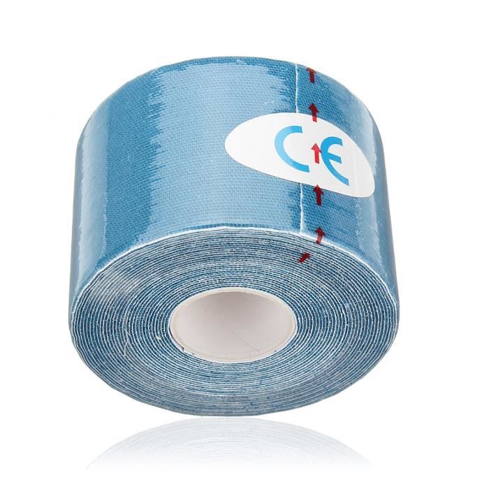 Rouleau Rollen Kinesiologie Tape 5m x 5cm Kinesio-Taping Kinesiology Elastique Bleu