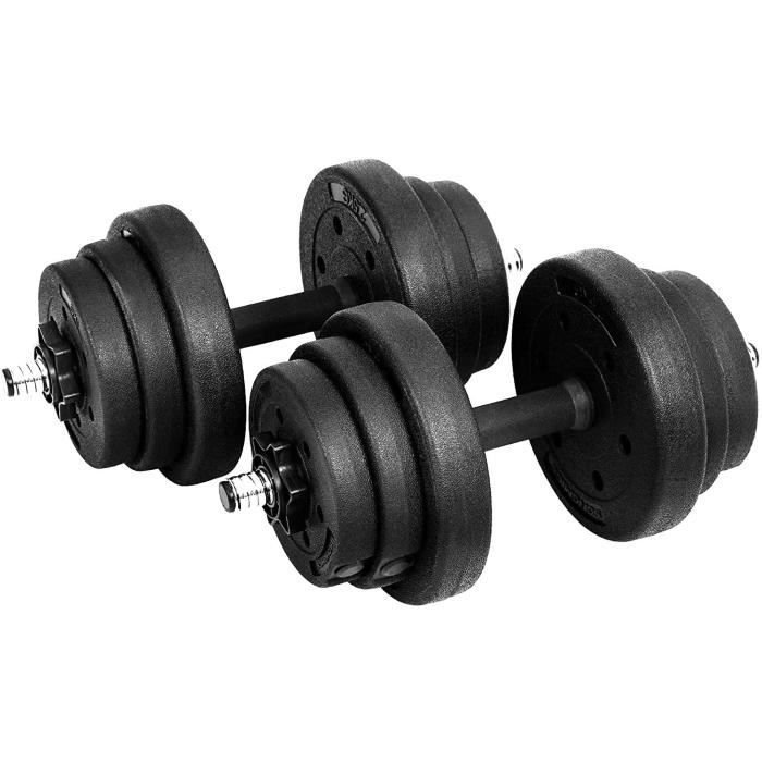 SONGMICS haltères Lot de 2 Courts Revêtement Plastique 20 kg, 30kg, 40kg