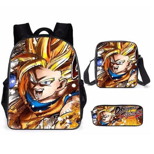 Sac à Dos Dragon Ball, Sac à Crayons + Sac à Dos + Cartable, Impression 3D Sac D'école de Dessin Animé Dragon Ball-3