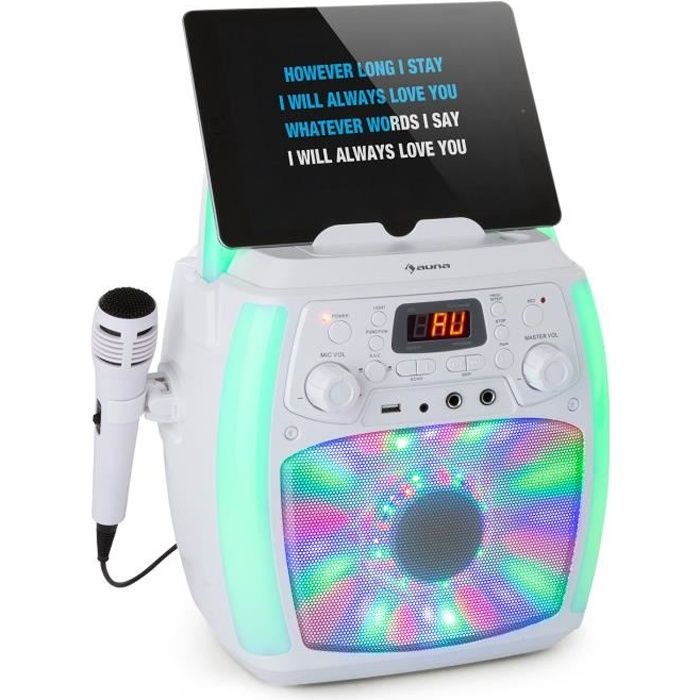 Auna StarMaker Plus Chaîne Karaoké machine à karaoké Bluetooth USB CD LED Show RCA